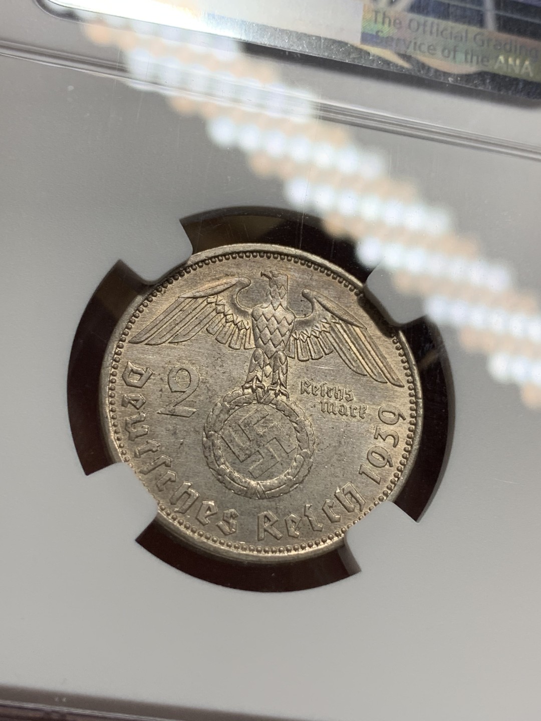 《竞宝斋》第77场-本周日，周一，周四3场拍卖（全场不限金额包邮） NGC MS63 德国 1939年 兴登堡 2马克 银币 这个分数现在也不多了