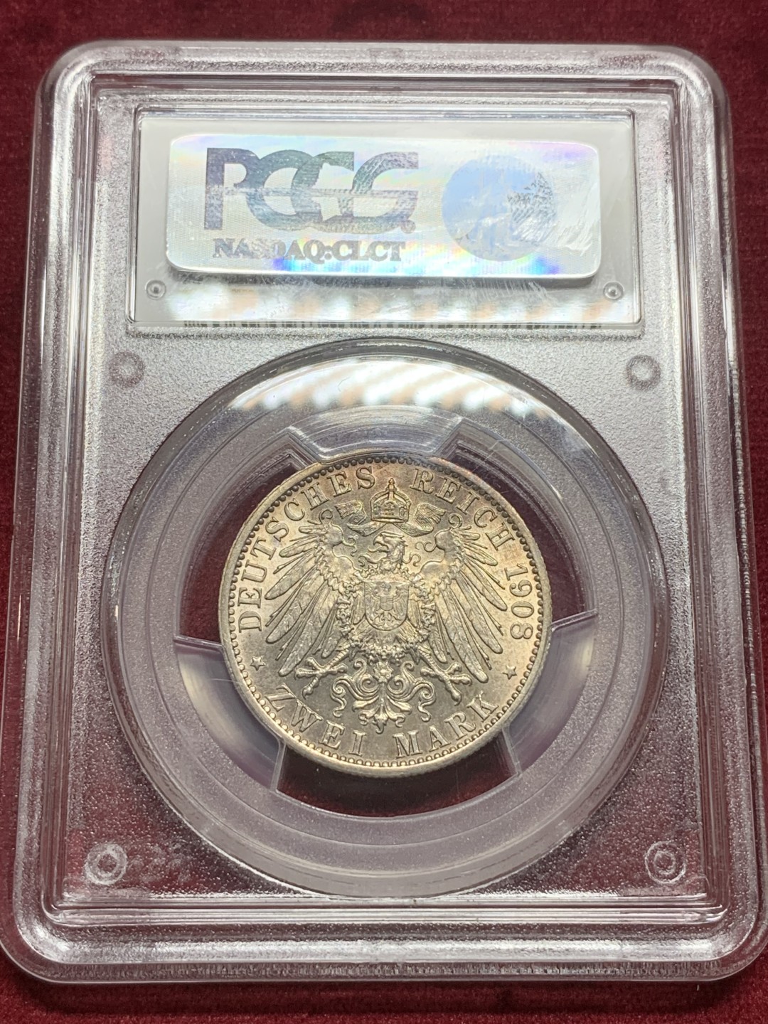 《竞宝斋》第77场-本周日，周一，周四3场拍卖（全场不限金额包邮） PCGS-MS64 1908年 德国萨克森魏玛 耶拿大学2马克黄金紫彩包浆漂亮