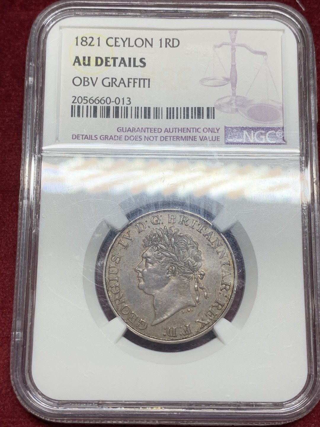 《竞宝斋》第77场-本周日，周一，周四3场拍卖（全场不限金额包邮） NGC-AUD 1821年 锡兰大象银币原味包浆细节好  稀少品