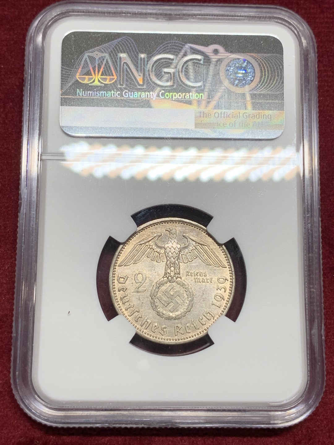 《竞宝斋》第77场-本周日，周一，周四3场拍卖（全场不限金额包邮） NGC MS63 德国 1939年 兴登堡 2马克 银币 这个分数现在也不多了