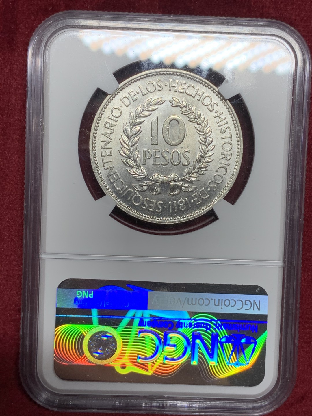 《竞宝斋》第77场-本周日，周一，周四3场拍卖（全场不限金额包邮） NGC UNCD 乌拉圭1961年反西班牙革命150周年10比索银币