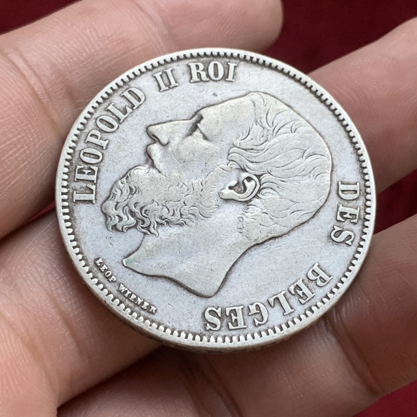 《竞宝斋》第77场-本周日，周一，周四3场拍卖（全场不限金额包邮） 比利时 1869年 利奥波德二世 5法郎 银币 原味好品