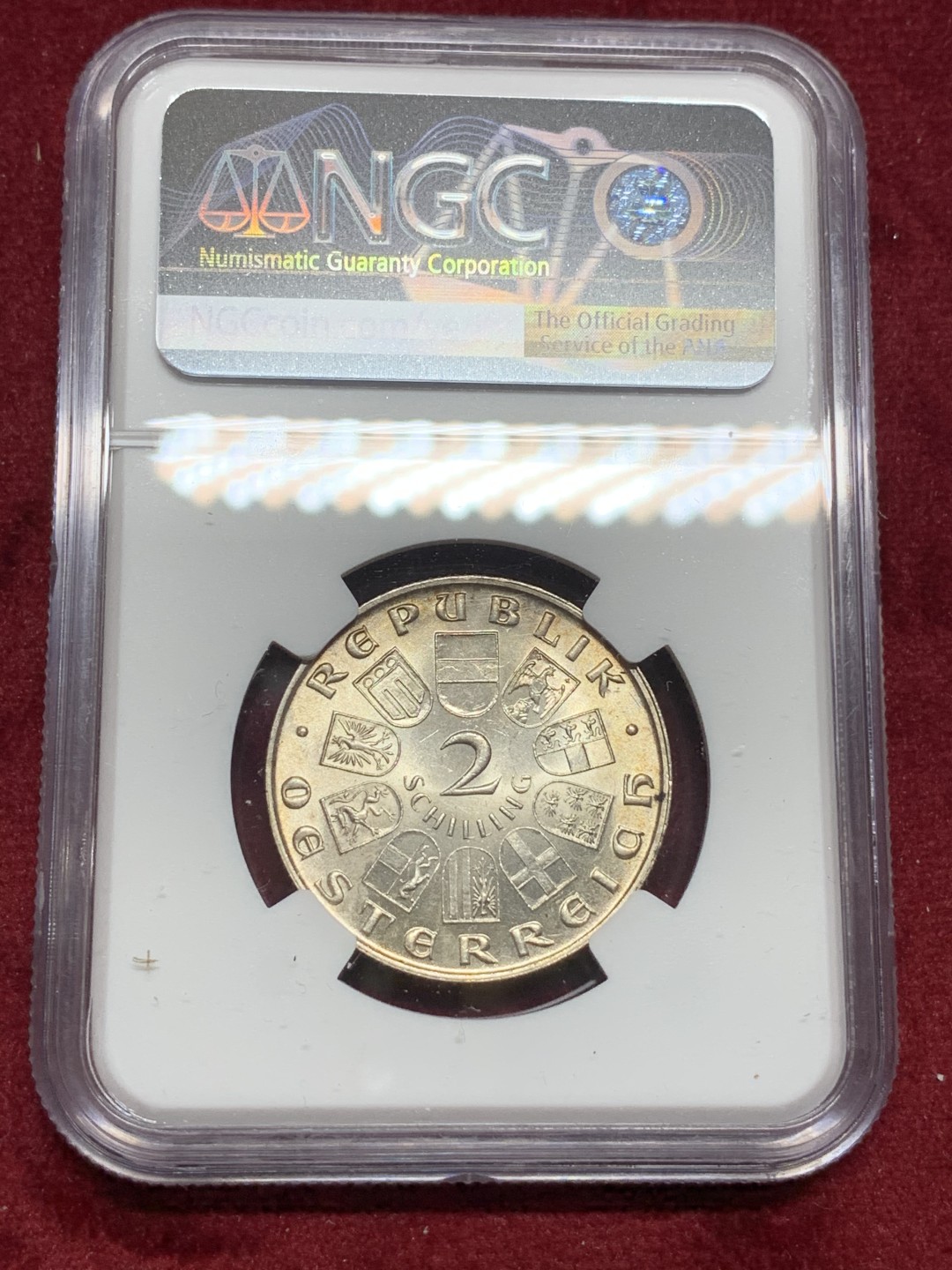 《竞宝斋》第77场-本周日，周一，周四3场拍卖（全场不限金额包邮） NGC-MS63 奥地利 1932年 依格纳茨纪念 2先令 银币 原光好品