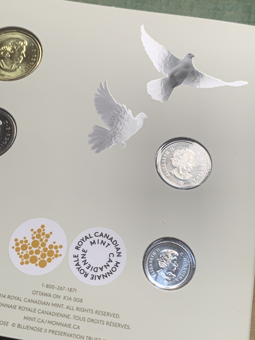 《竞宝斋》第77场-本周日，周一，周四3场拍卖（全场不限金额包邮） 3套 卡装 加拿大 2014年 五枚装套币 最大面值2元 原装塑料套子 完美状态