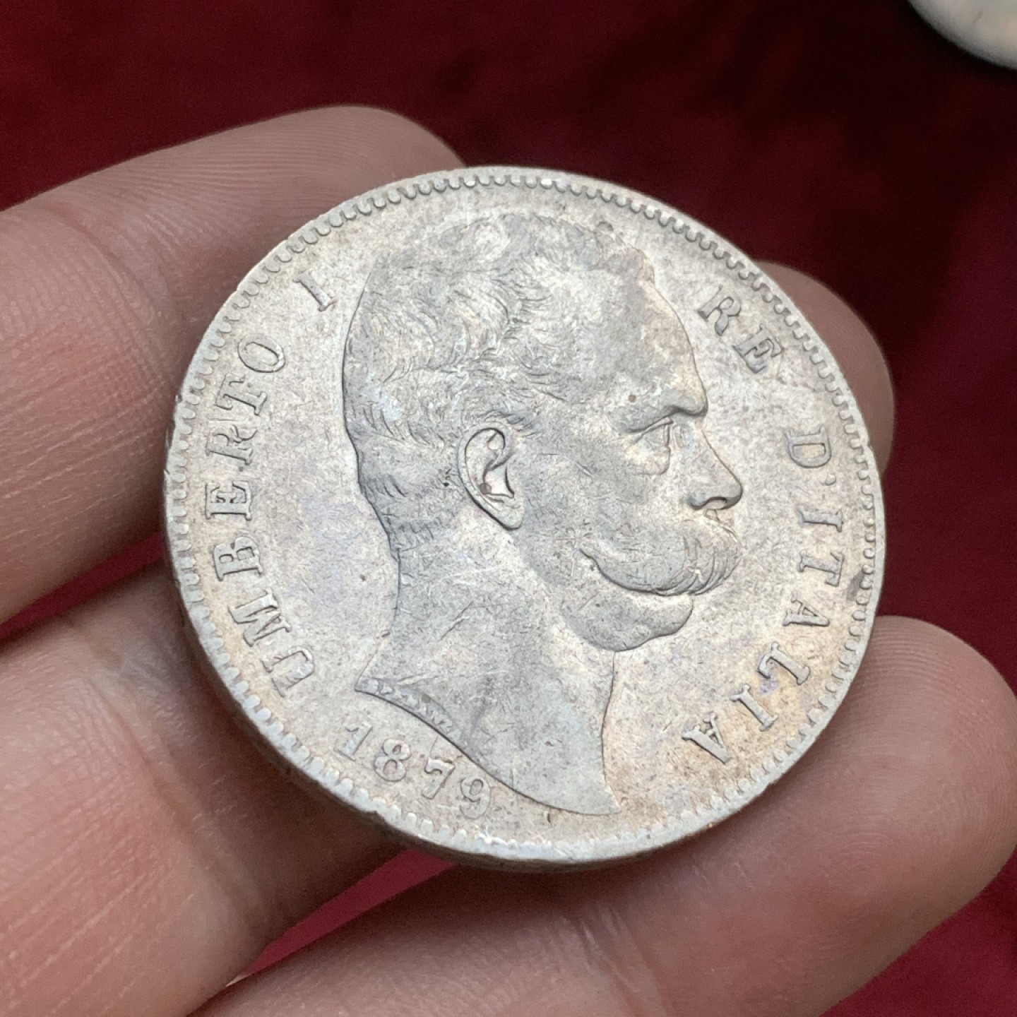 《竞宝斋》第77场-本周日，周一，周四3场拍卖（全场不限金额包邮） 意大利 1879年 翁贝托 5里拉大银币 淡彩美品 有底光 背面细节很好