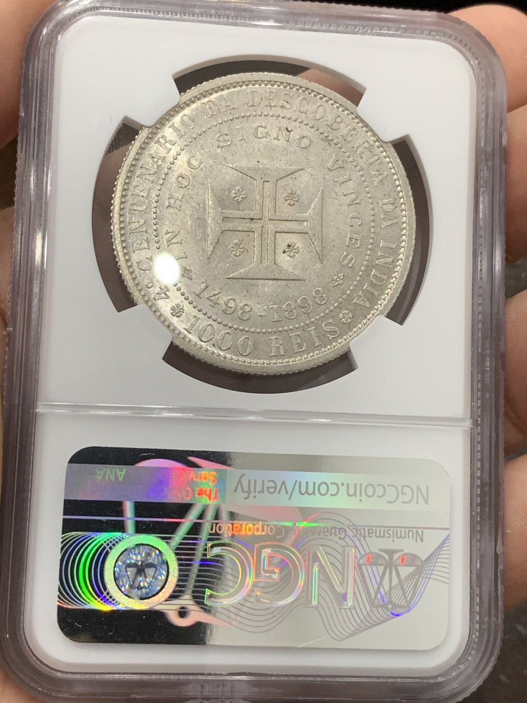 《竞宝斋》第77场-本周日，周一，周四3场拍卖（全场不限金额包邮） NGC-MS63 葡萄牙 1898年 发现印度 1000R大银币 顶级爆光品 非常漂亮