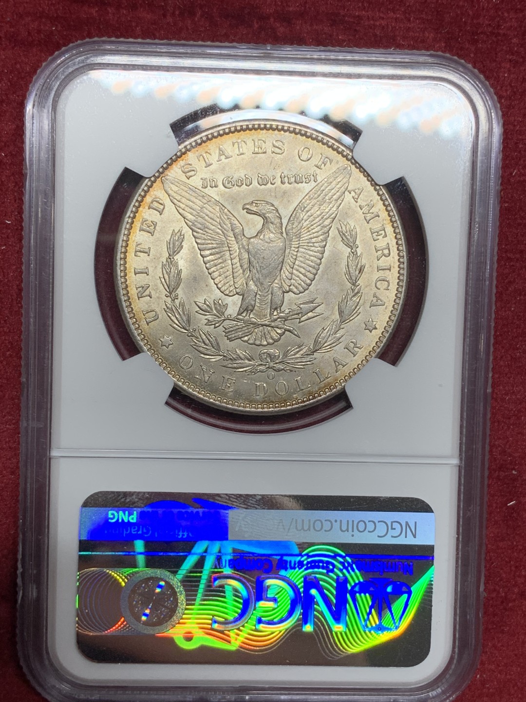 《竞宝斋》第77场-本周日，周一，周四3场拍卖（全场不限金额包邮） NGC-MS63 美国1900-O年 摩根一元大银币 原光带彩包浆 非常漂亮