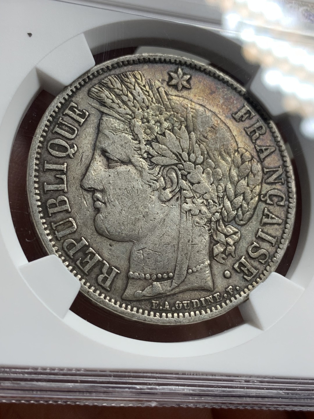 《竞宝斋》第77场-本周日，周一，周四3场拍卖（全场不限金额包邮） NGC-XF45 法国 1850-A年 谷物女神5法郎 大银币 原味好品