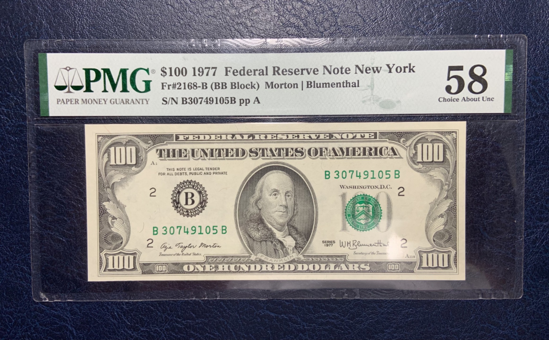 收藏联盟Quantum Auction 第179期拍卖 美国1977年100美元 PMG58 小头版