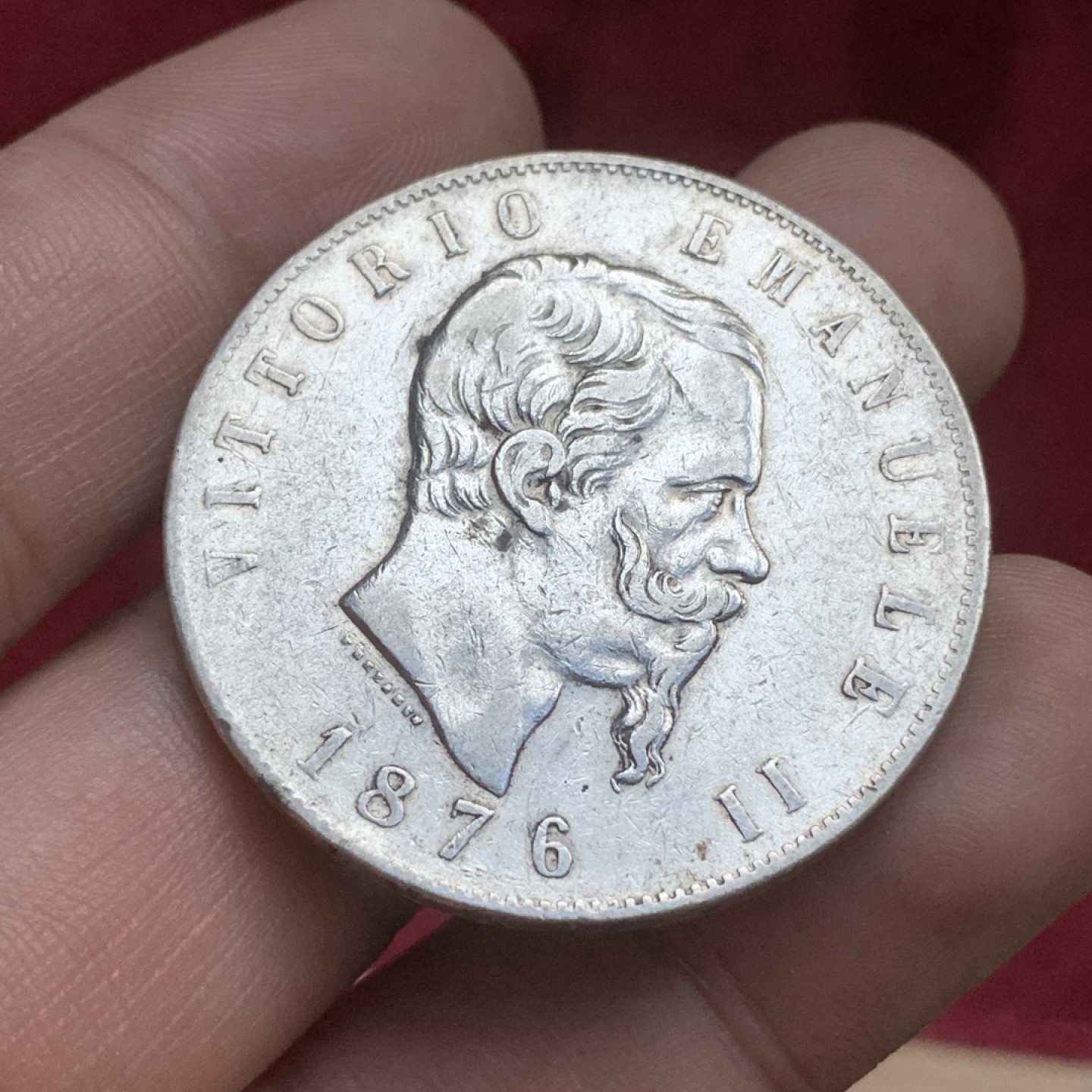 《竞宝斋》第77场-本周日，周一，周四3场拍卖（全场不限金额包邮） 意大利 1876年R版 伊曼纽尔二世 5里拉银币