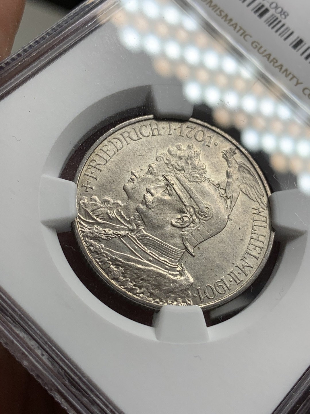 《竞宝斋》第77场-本周日，周一，周四3场拍卖（全场不限金额包邮） NGC-MS62 德国普鲁士 1901年 两百周年纪念 2马克银币 原光好品