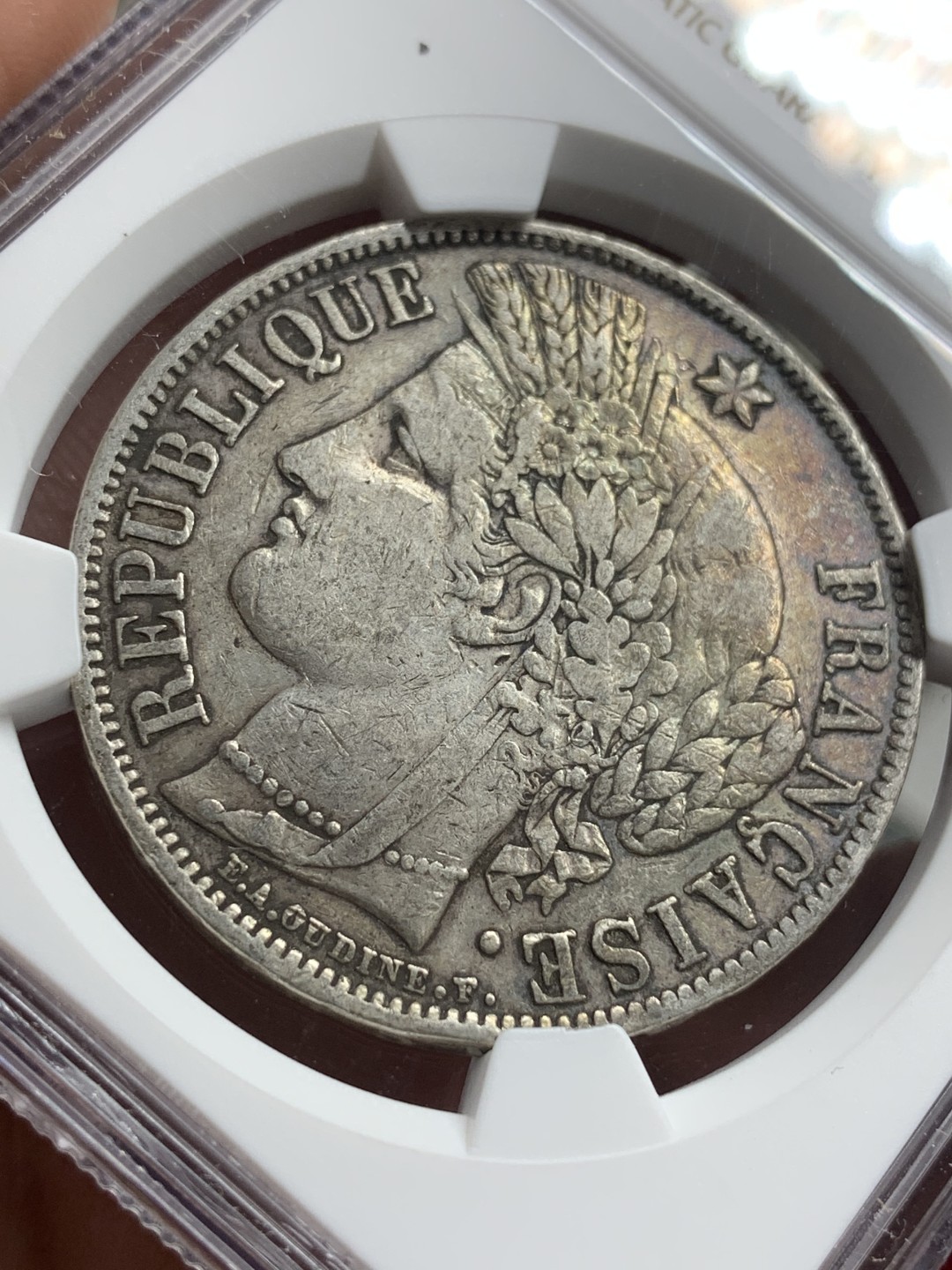 《竞宝斋》第77场-本周日，周一，周四3场拍卖（全场不限金额包邮） NGC-XF45 法国 1850-A年 谷物女神5法郎 大银币 原味好品