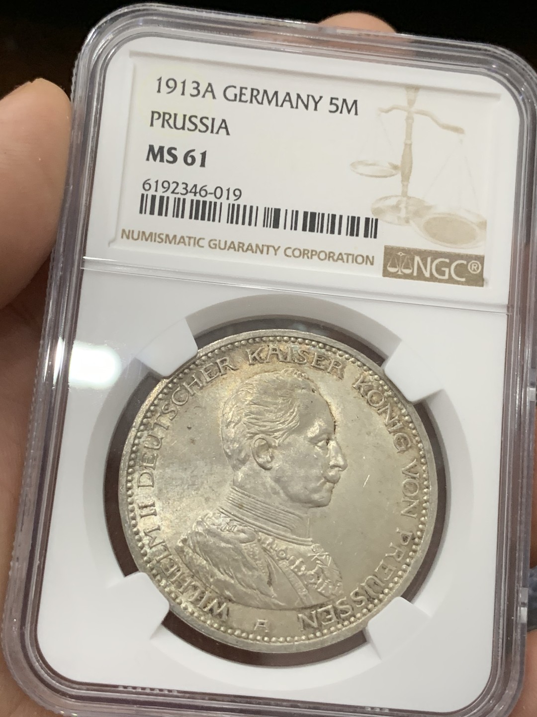 《竞宝斋》第77场-本周日，周一，周四3场拍卖（全场不限金额包邮） NGC MS61 德国 1913年 普鲁士 军装版 5马克 大银币