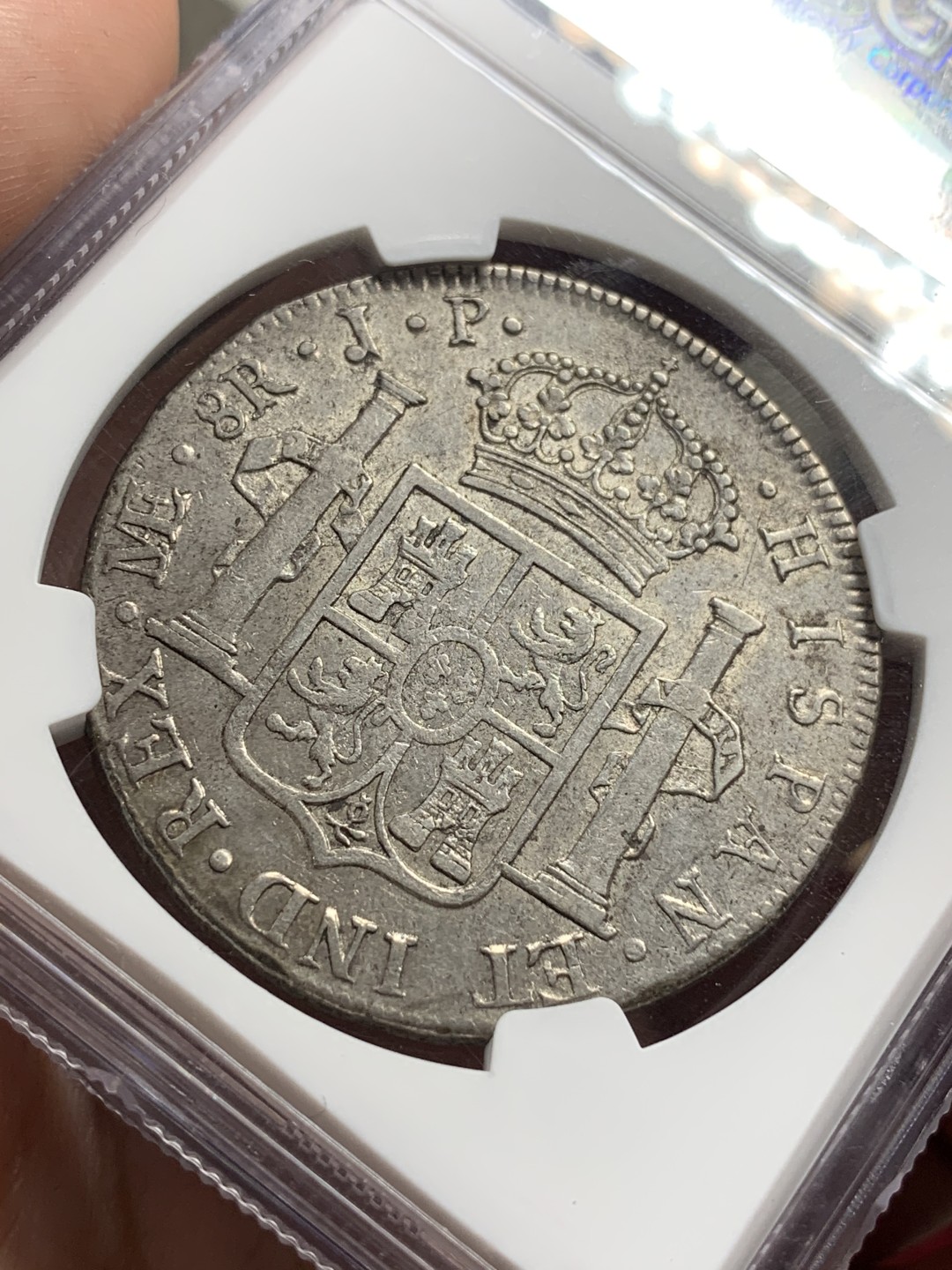 《竞宝斋》第77场-本周日，周一，周四3场拍卖（全场不限金额包邮） NGC AU53   秘鲁利马 1816年 费七 8R 双柱 大银币 原味包浆