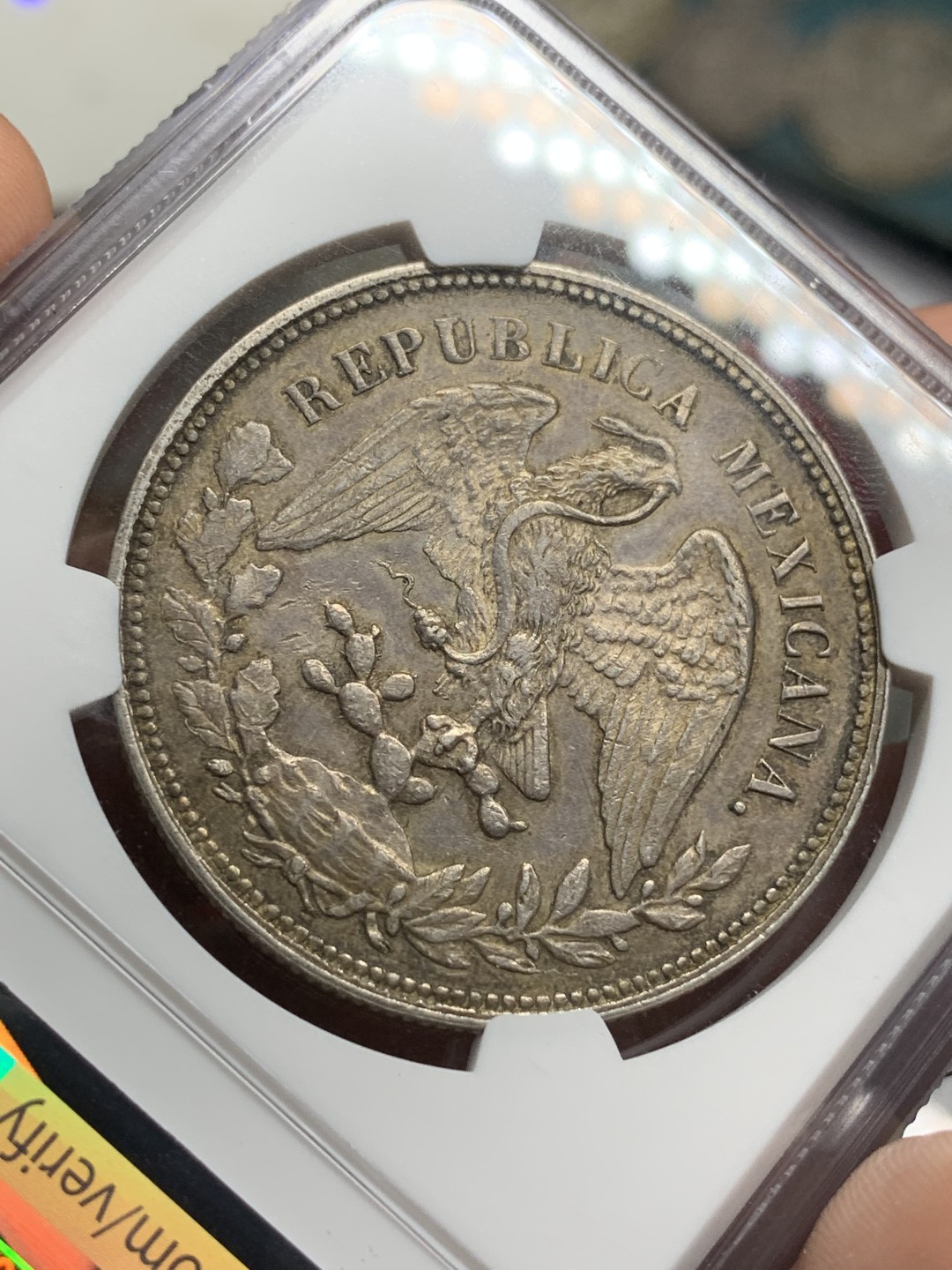 《竞宝斋》第77场-本周日，周一，周四3场拍卖（全场不限金额包邮） NGC MS-61 1901年墨西哥鹰洋 /深彩老包浆，底板和细节都非常好