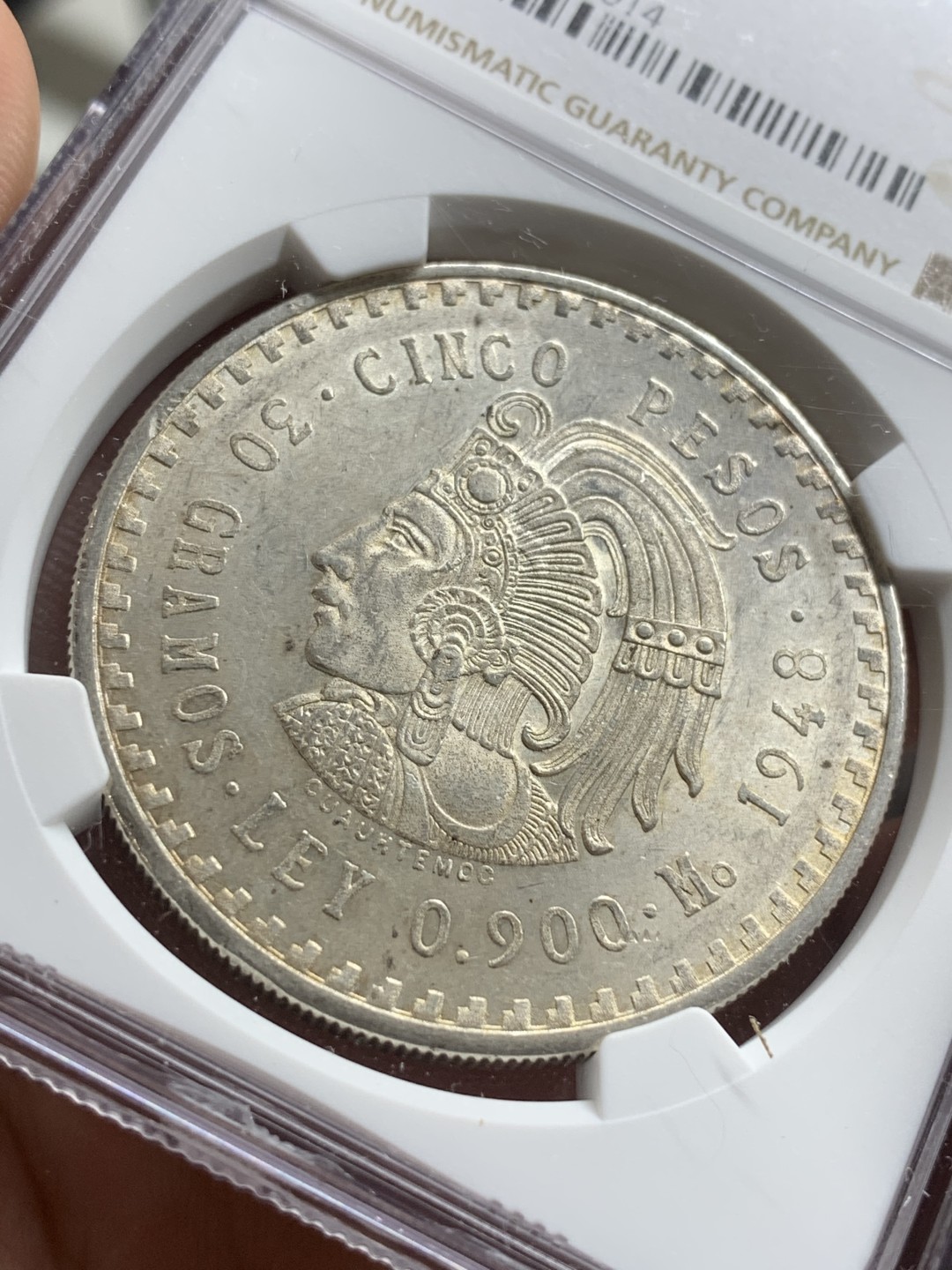 《竞宝斋》第77场-本周日，周一，周四3场拍卖（全场不限金额包邮） NGC-MS62 墨西哥 1948年 印第安人 5比索大银币 原光好品