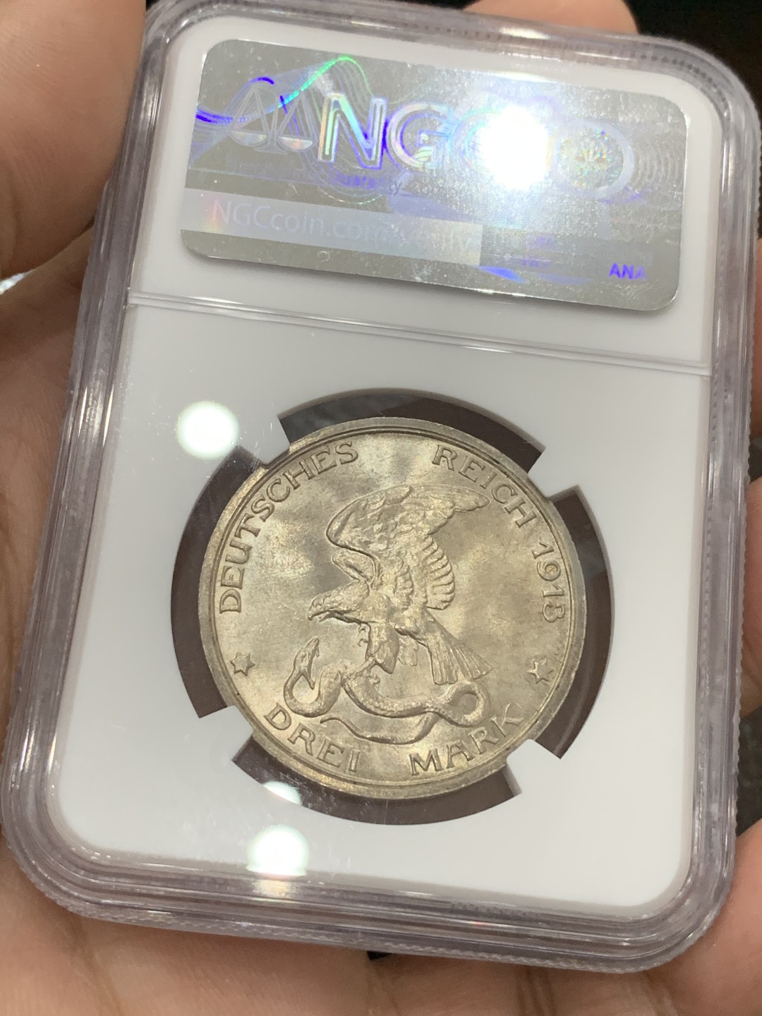 《竞宝斋》第77场-本周日，周一，周四3场拍卖（全场不限金额包邮） NGC MS64 原光德国普鲁士1913年战胜拿破仑纪念3马克银币