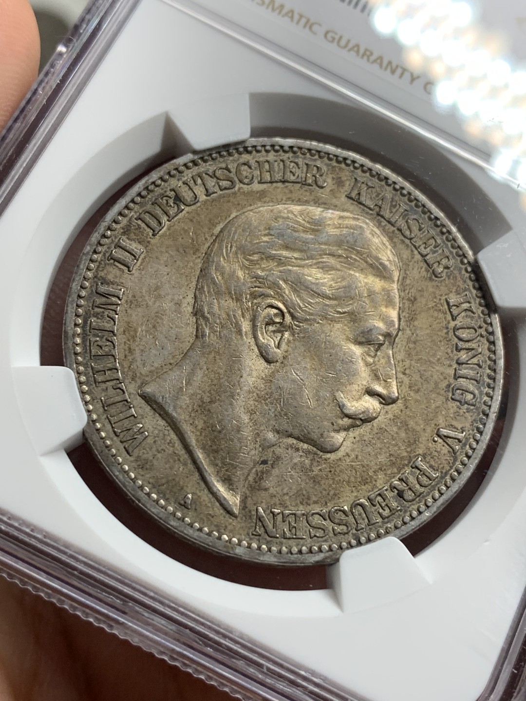 《竞宝斋》第77场-本周日，周一，周四3场拍卖（全场不限金额包邮） NGC-AU53 德国普鲁士 1903年 威廉二世5马克 大银币 原味老包浆 很漂亮