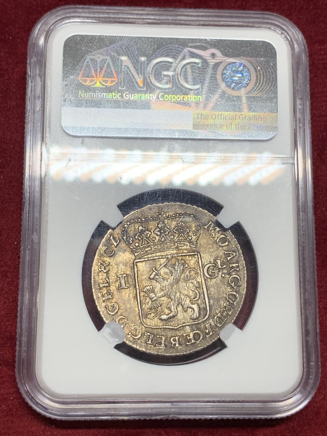 《竞宝斋》第77场-本周日，周一，周四3场拍卖（全场不限金额包邮） NGC-MS62 1764年 荷兰站人1盾女神 格尔德省 老环彩包浆n官网第三名