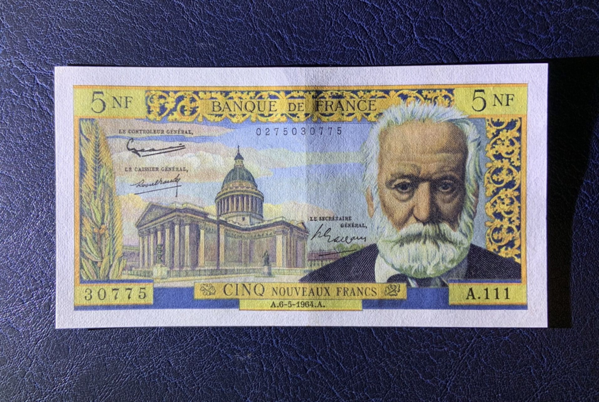 收藏联盟Quantum Auction 第179期拍卖 法国1964年5法郎 品相AU 无针孔 雨果