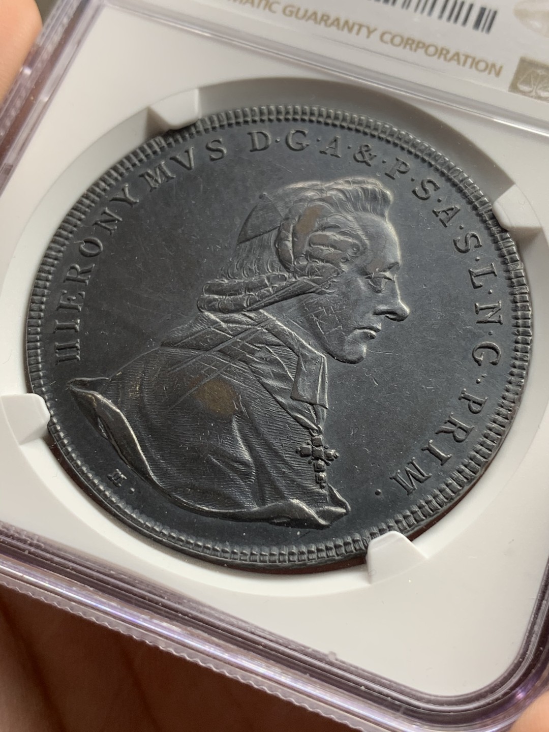 《竞宝斋》第77场-本周日，周一，周四3场拍卖（全场不限金额包邮） NGC-XFD 奥地利 1784年 萨尔茨堡教区 1泰勒大银  漆古黑 味道醇厚