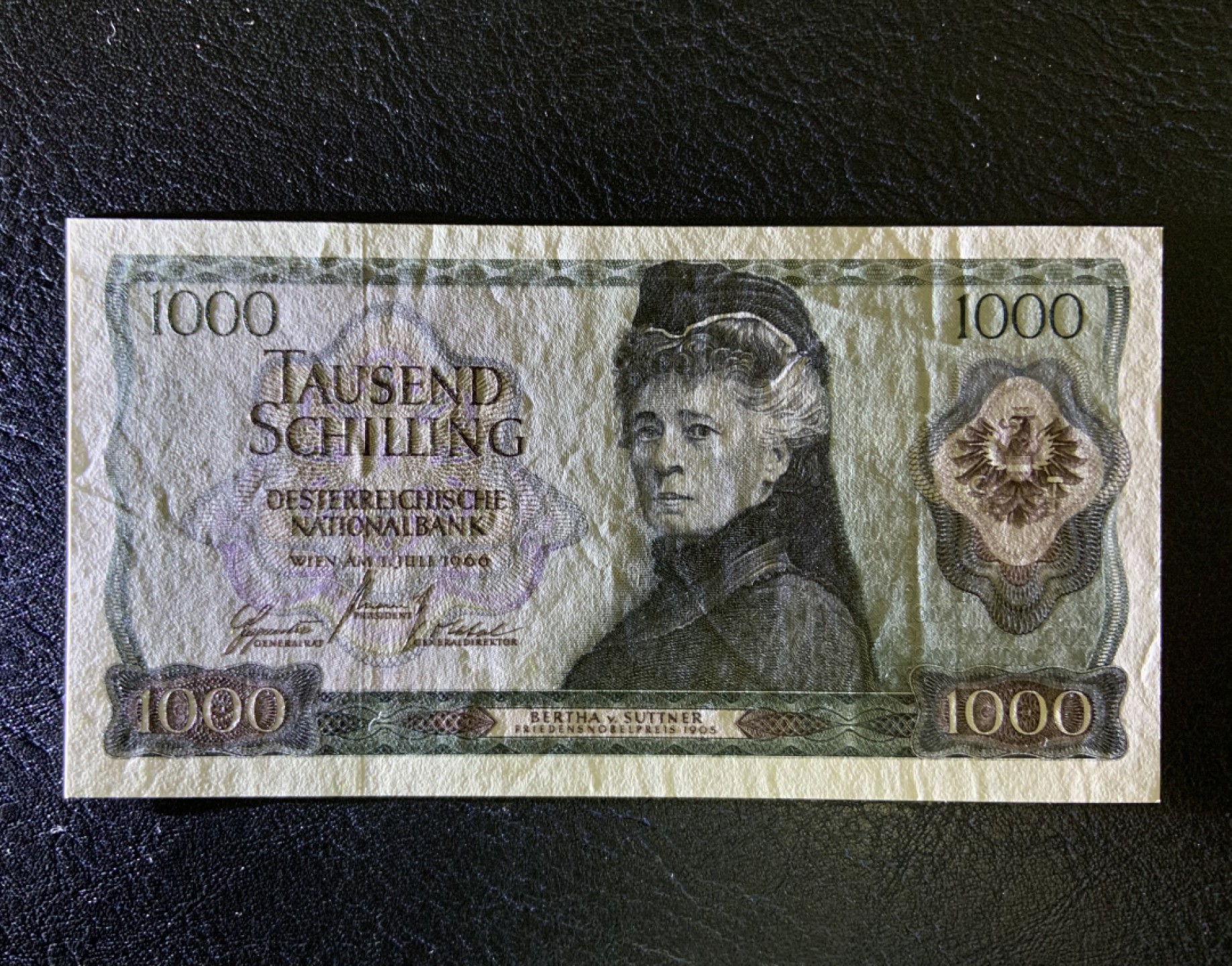 收藏联盟Quantum Auction 第179期拍卖 奥地利1966年1000先令 苏特纳 品相全新UNC- 票面有点钞痕