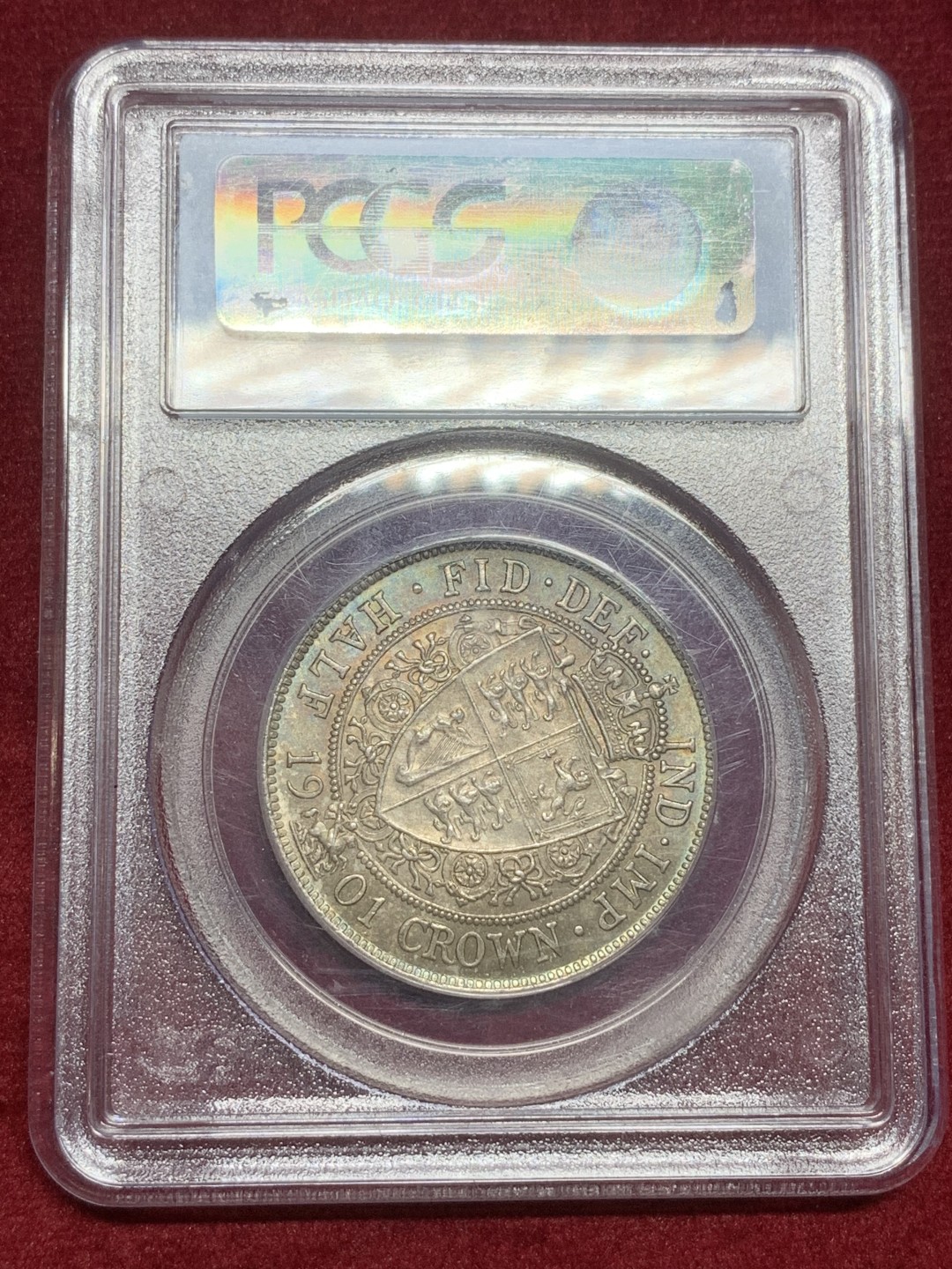 《竞宝斋》第77场-本周日，周一，周四3场拍卖（全场不限金额包邮） PCGS MS64 英国1901老维披纱半克朗银币 淡五彩，品相很好 英系热门品种