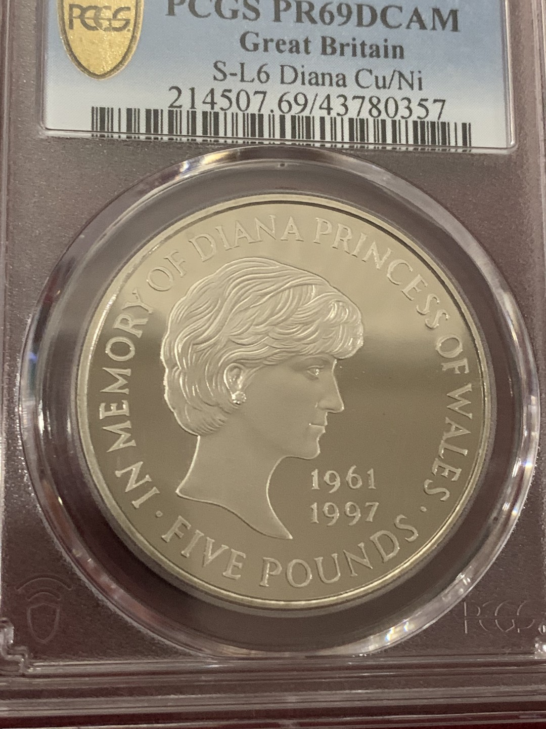 《竞宝斋》第77场-本周日，周一，周四3场拍卖（全场不限金额包邮） PCGS-PR69DCAM 英国1999年 5英镑 戴安娜王妃纪念币