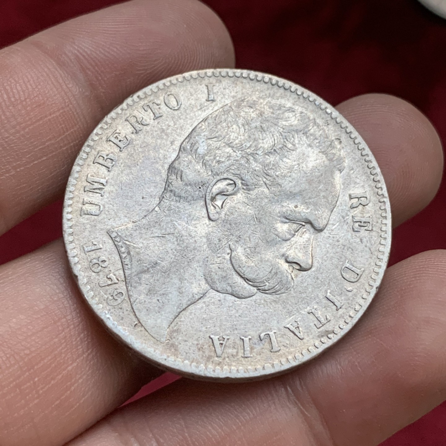 《竞宝斋》第77场-本周日，周一，周四3场拍卖（全场不限金额包邮） 意大利 1879年 翁贝托 5里拉大银币 淡彩美品 有底光 背面细节很好