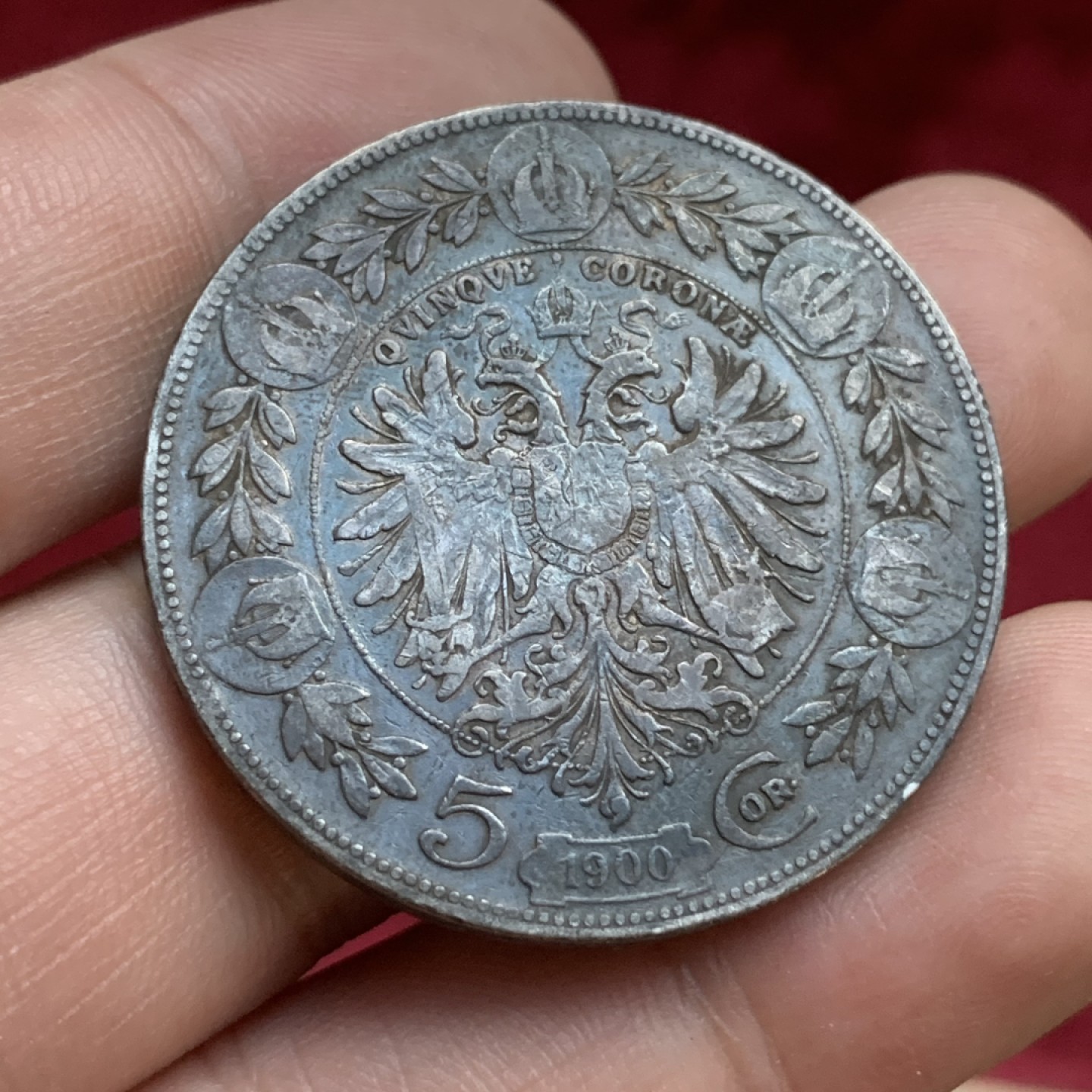 《竞宝斋》第77场-本周日，周一，周四3场拍卖（全场不限金额包邮） 奥地利 1900年 弗朗茨.约瑟夫一世 5克朗银币 双面黑包浆 美品大老黑