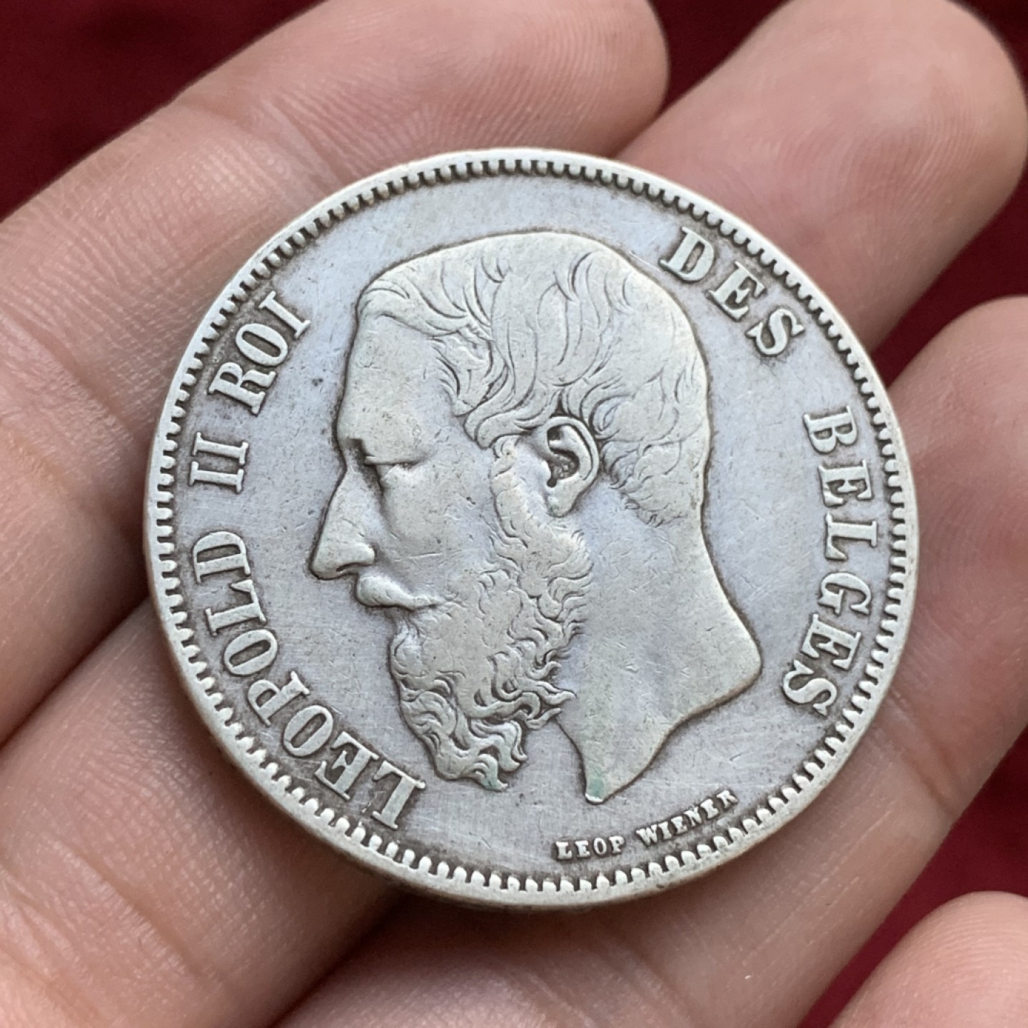 《竞宝斋》第77场-本周日，周一，周四3场拍卖（全场不限金额包邮） 比利时 1869年 利奥波德二世 5法郎 银币 原味好品