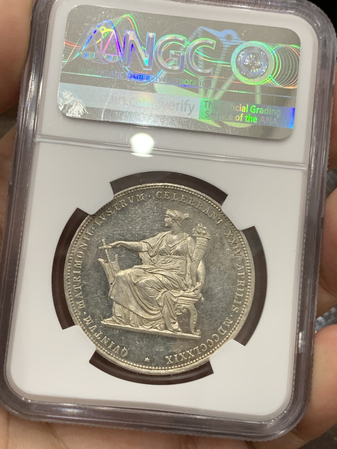 《竞宝斋》第77场-本周日，周一，周四3场拍卖（全场不限金额包邮） NGC MS62 原光奥地利1879年茜茜公主结婚纪念双弗洛林银币