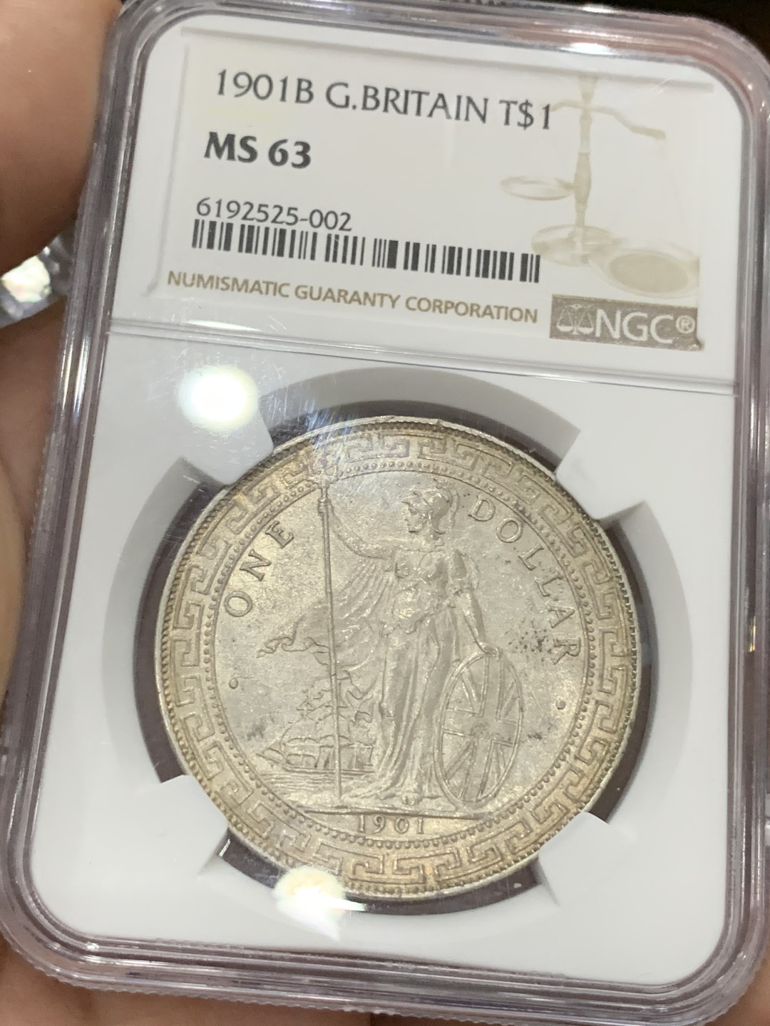 《竞宝斋》第77场-本周日，周一，周四3场拍卖（全场不限金额包邮） NGC MS63 站人 1901年 一元 原味五彩 稀少年份