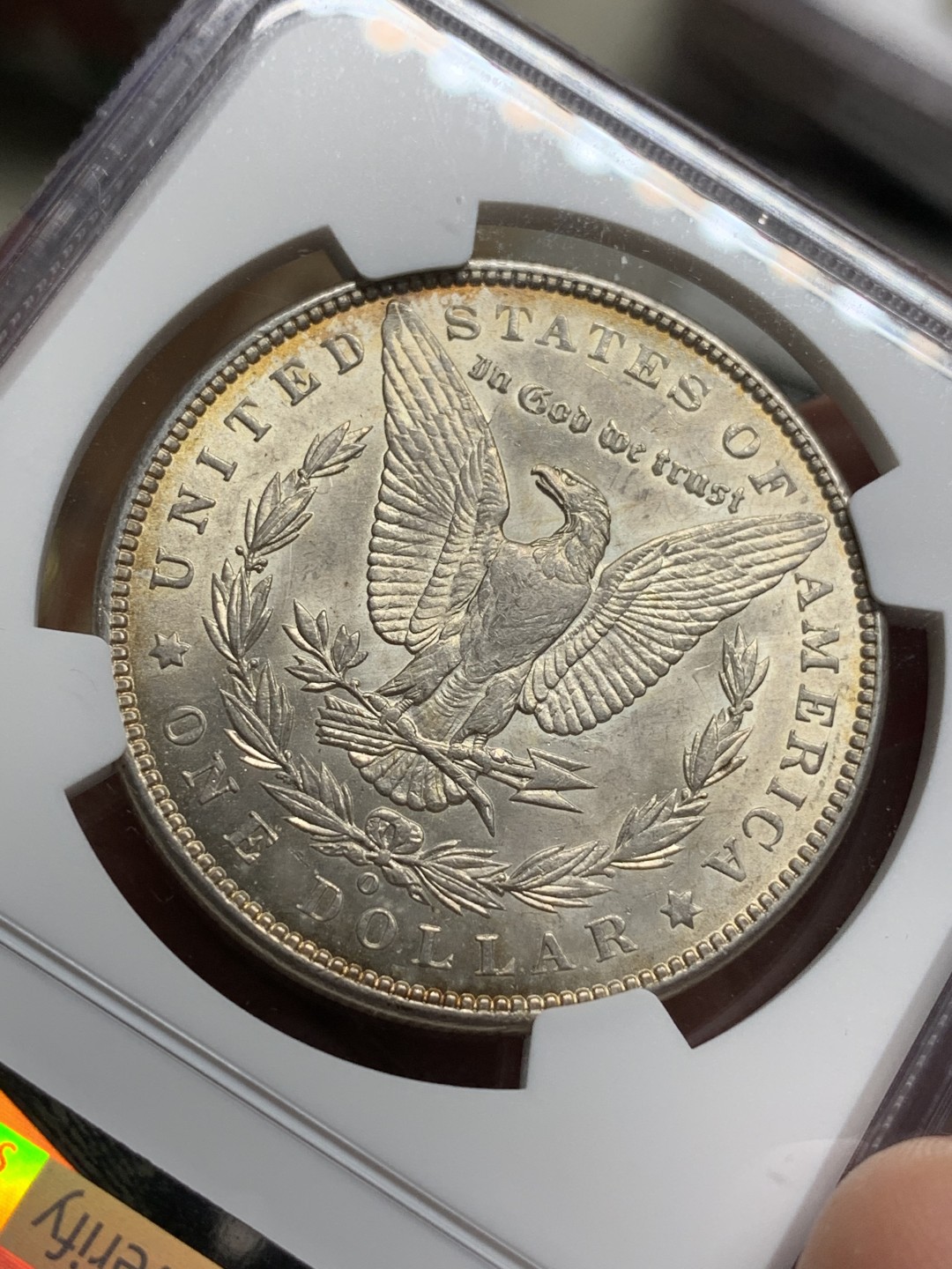 《竞宝斋》第77场-本周日，周一，周四3场拍卖（全场不限金额包邮） NGC-MS63 美国1900-O年 摩根一元大银币 原光带彩包浆 非常漂亮