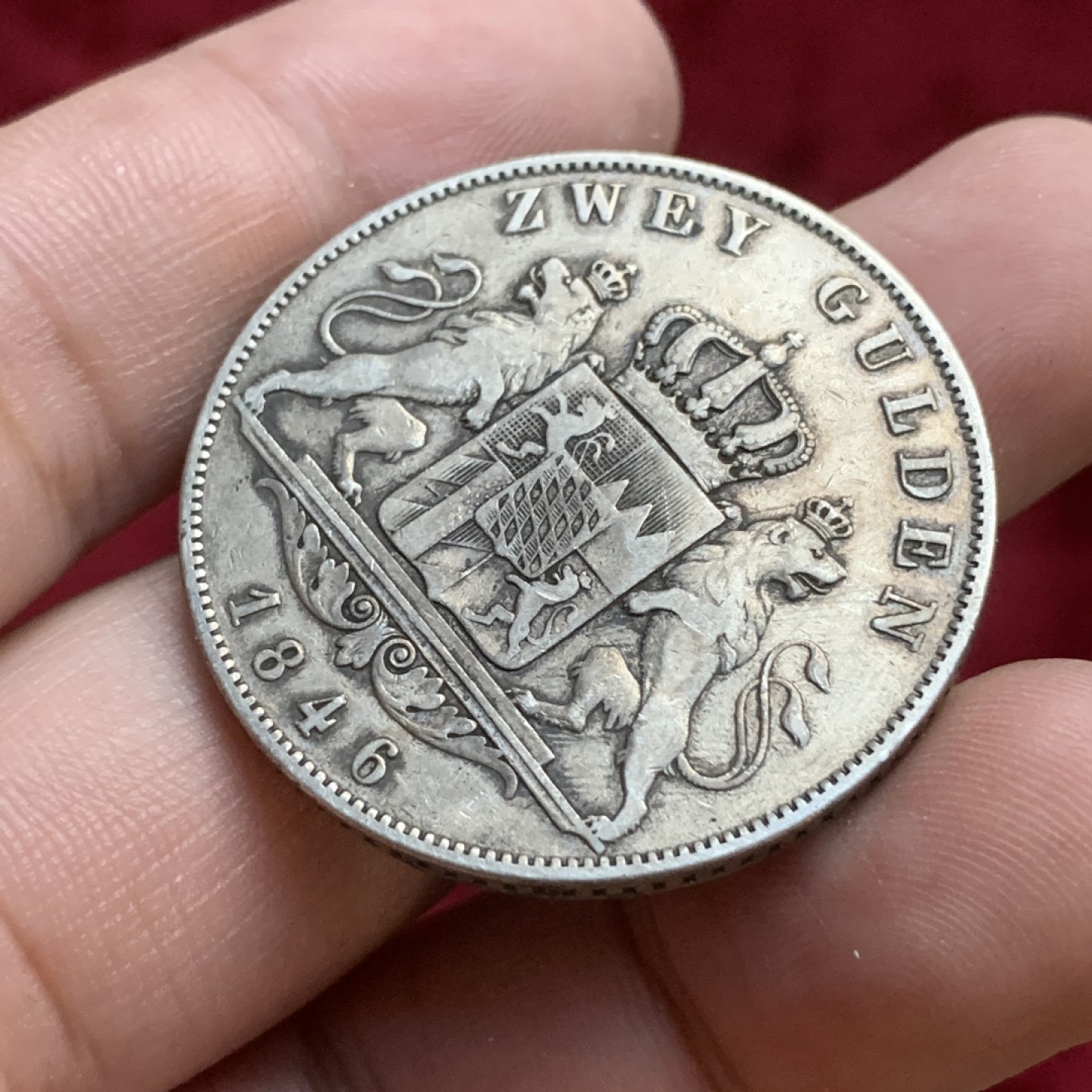 《竞宝斋》第77场-本周日，周一，周四3场拍卖（全场不限金额包邮） 好品相 巴伐利亚1846年路德维希双狮2盾大银币