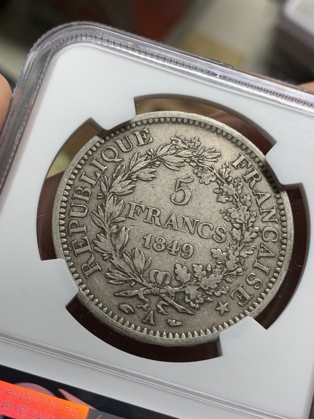 《竞宝斋》第77场-本周日，周一，周四3场拍卖（全场不限金额包邮） NGC-XF40 法国 1849-A年 早期大力神5法郎大银币 原味老包浆