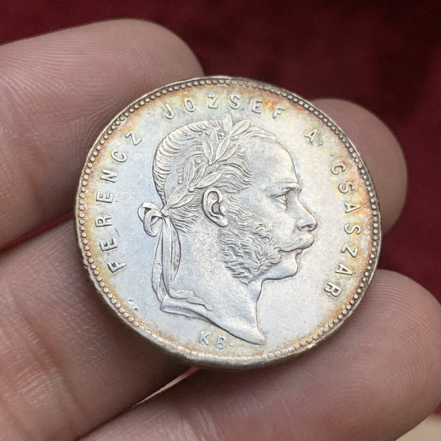 《竞宝斋》第77场-本周日，周一，周四3场拍卖（全场不限金额包邮） 匈牙利弗朗茨约瑟夫一世1福林银币，黄油彩，1868年。