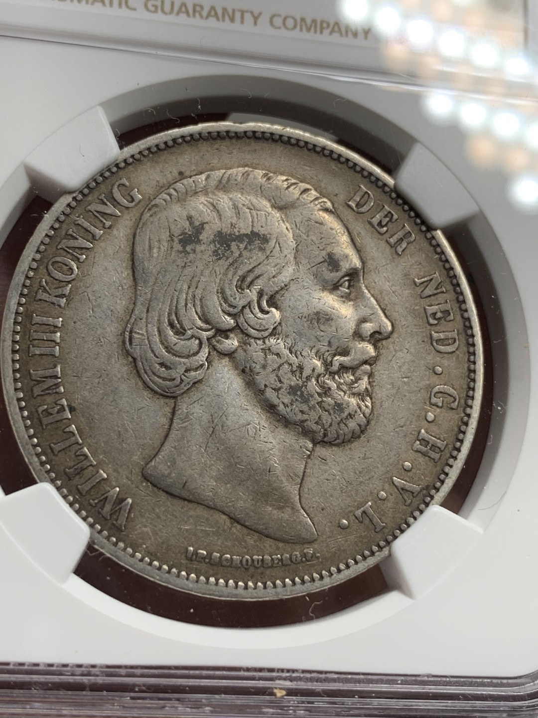 《竞宝斋》第77场-本周日，周一，周四3场拍卖（全场不限金额包邮） NGC-XF40 荷兰1872年 威廉三世 2.5盾大银币 原味老包浆 出分不易