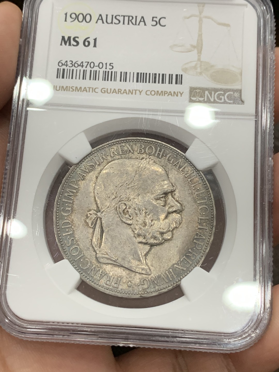 《竞宝斋》第77场-本周日，周一，周四3场拍卖（全场不限金额包邮） NGC-MS61 奥匈帝国 奥地利 1900年 5克朗 银币 