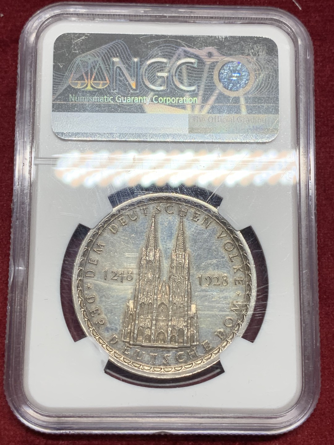《竞宝斋》第77场-本周日，周一，周四3场拍卖（全场不限金额包邮） NGC MS62 德国 1928年 科隆大教堂 建成680周年纪念 银章