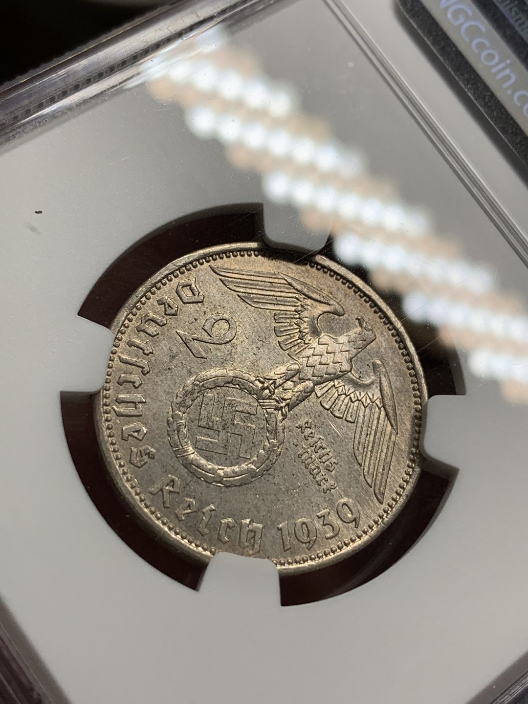 《竞宝斋》第77场-本周日，周一，周四3场拍卖（全场不限金额包邮） NGC MS63 德国 1939年 兴登堡 2马克 银币 这个分数现在也不多了