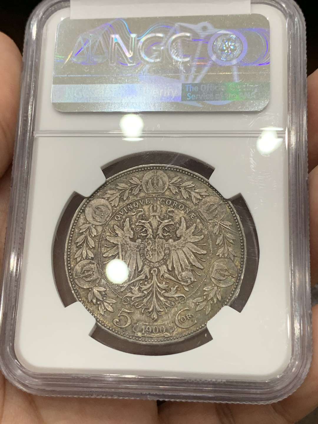 《竞宝斋》第77场-本周日，周一，周四3场拍卖（全场不限金额包邮） NGC-MS61 奥匈帝国 奥地利 1900年 5克朗 银币 