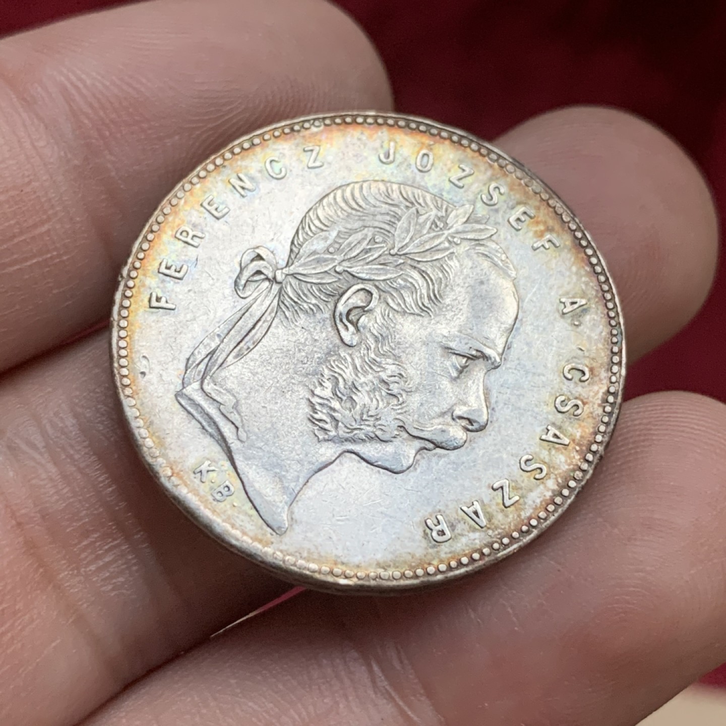 《竞宝斋》第77场-本周日，周一，周四3场拍卖（全场不限金额包邮） 匈牙利弗朗茨约瑟夫一世1福林银币，黄油彩，1868年。