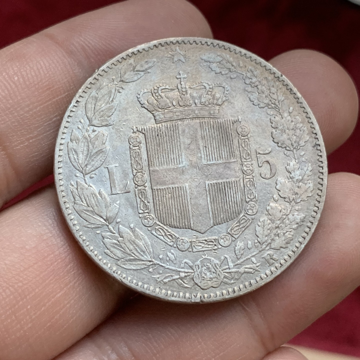 《竞宝斋》第77场-本周日，周一，周四3场拍卖（全场不限金额包邮） 意大利 1879年 翁贝托 5里拉大银币 淡彩美品 有底光 背面细节很好