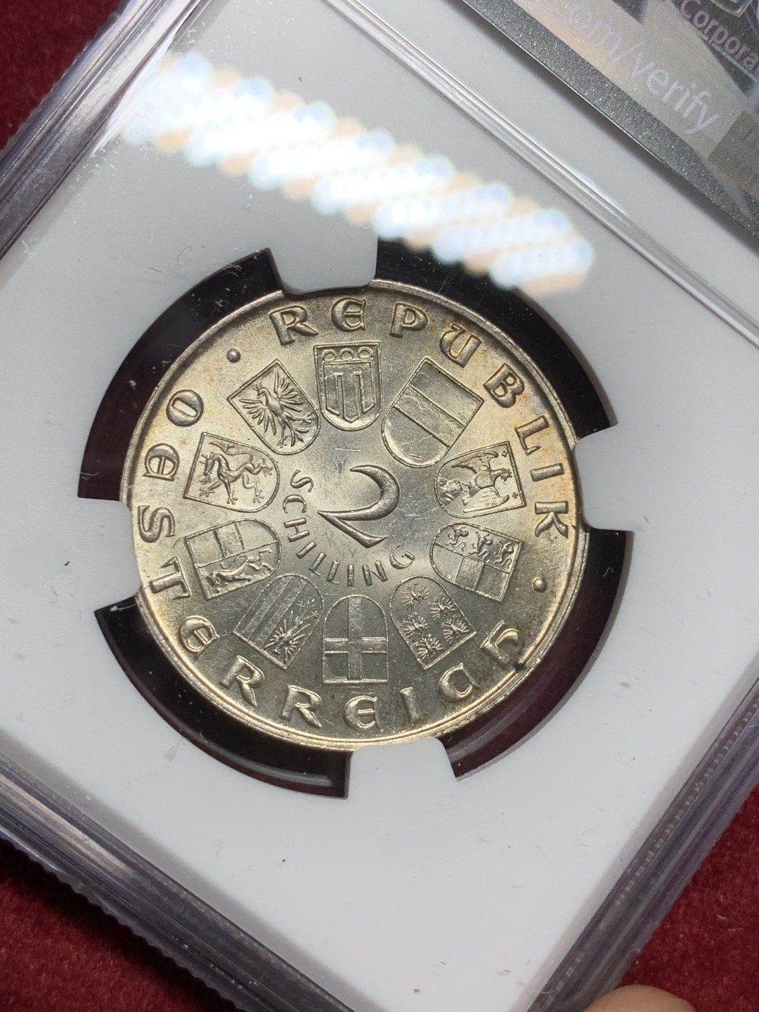 《竞宝斋》第77场-本周日，周一，周四3场拍卖（全场不限金额包邮） NGC-MS63 奥地利 1932年 依格纳茨纪念 2先令 银币 原光好品