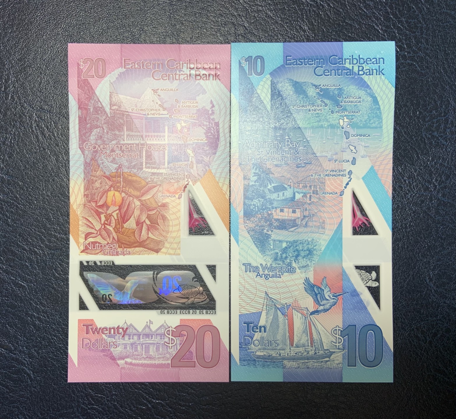 收藏联盟Quantum Auction 第179期拍卖 东加勒比2019年10元和20元 全新UNC 塑料币