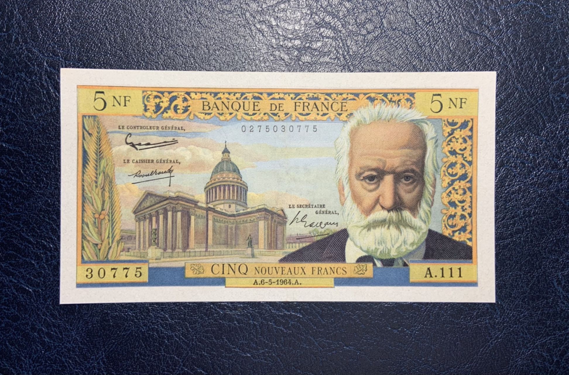 收藏联盟Quantum Auction 第179期拍卖 法国1964年5法郎 品相AU 无针孔 雨果