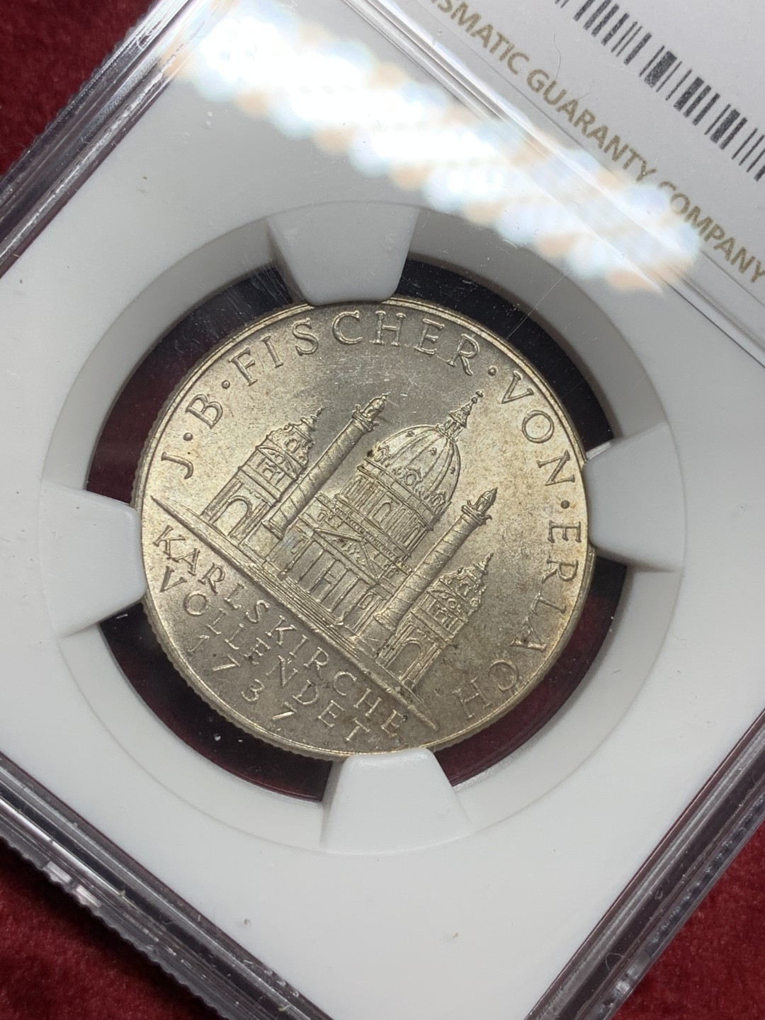 《竞宝斋》第77场-本周日，周一，周四3场拍卖（全场不限金额包邮） NGC-MS64 奥地利 1937年 卡尔大教堂 2先令 银币 高分少见