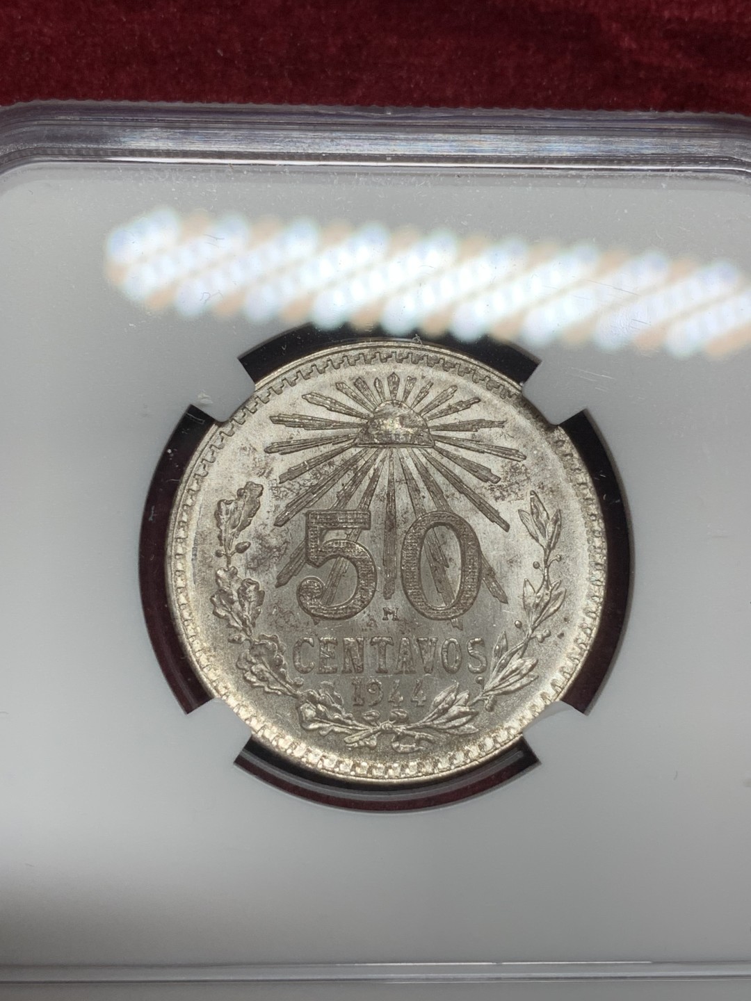 《竞宝斋》第77场-本周日，周一，周四3场拍卖（全场不限金额包邮） NGC-MS65 墨西哥1944年 小鹰洋半圆银币 顶级品相