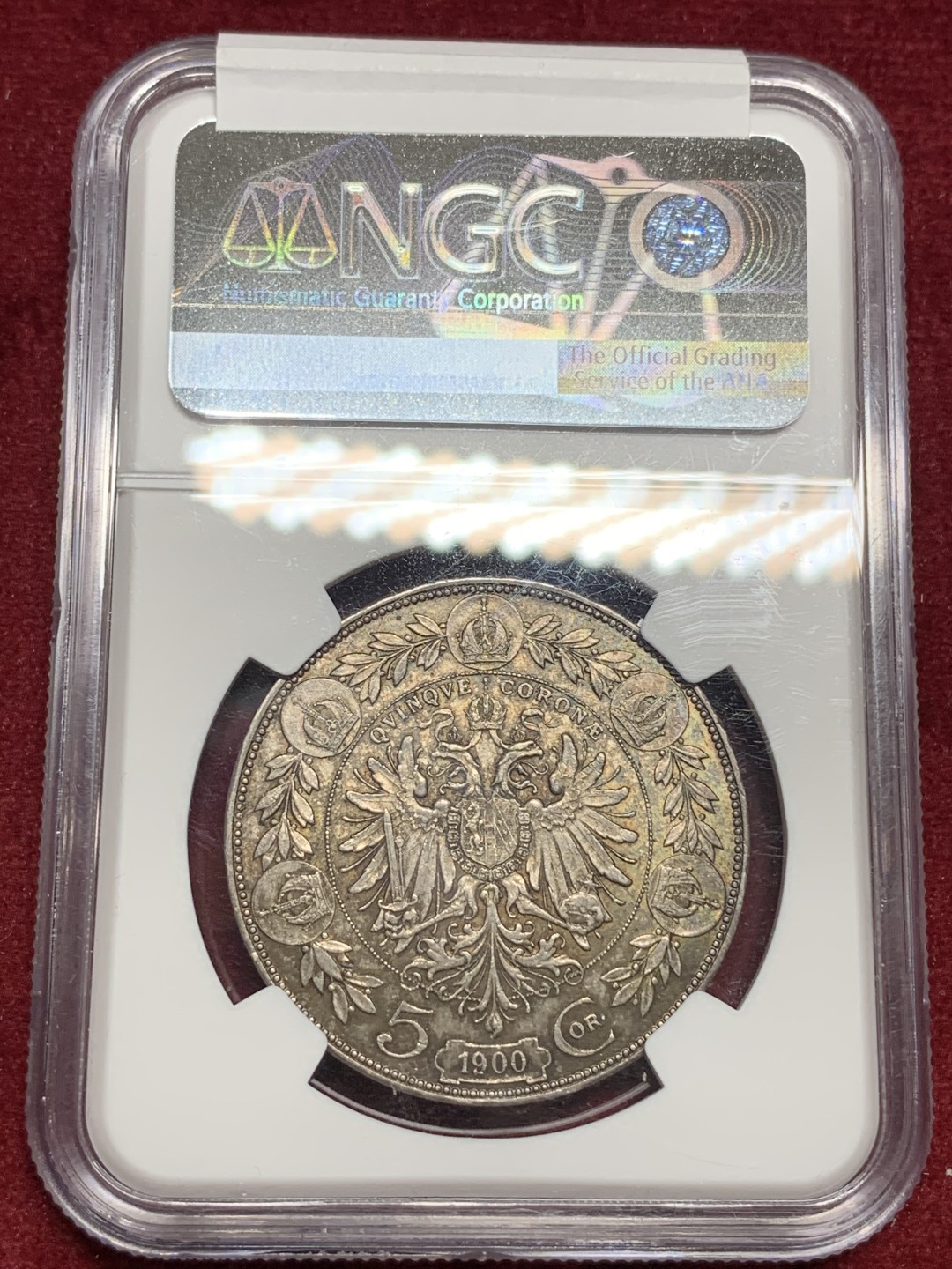 《竞宝斋》第77场-本周日，周一，周四3场拍卖（全场不限金额包邮） NGC-MS61 奥匈帝国 奥地利 1900年 5克朗 银币 